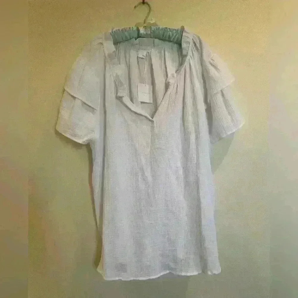 Cynthia Rowley white baby doll style shirt